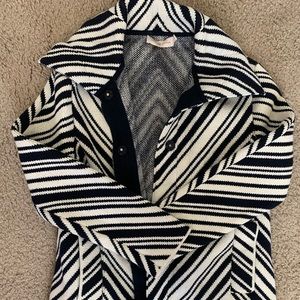 TORY BURCH Black&White Chevron Blazer Coat